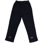 Black pants with white text on a white background